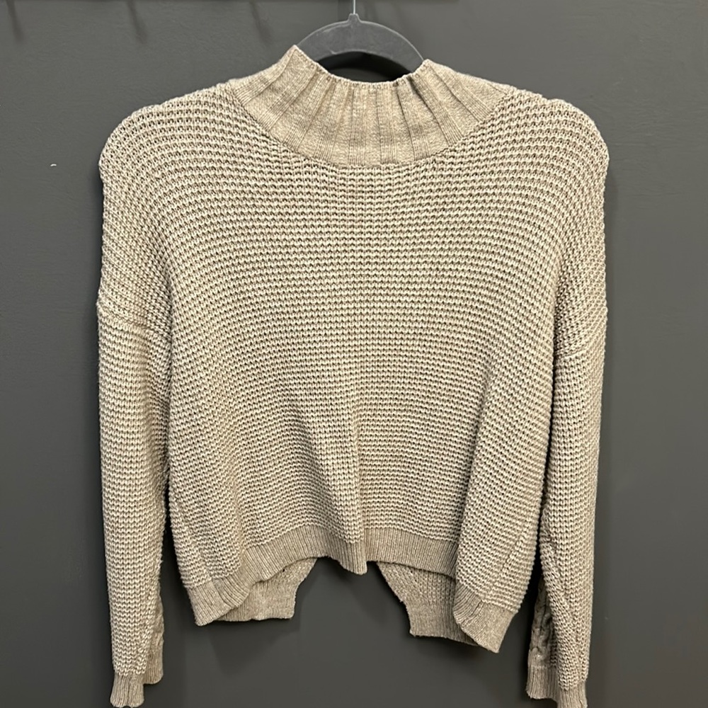 Beige, crop open back sweater